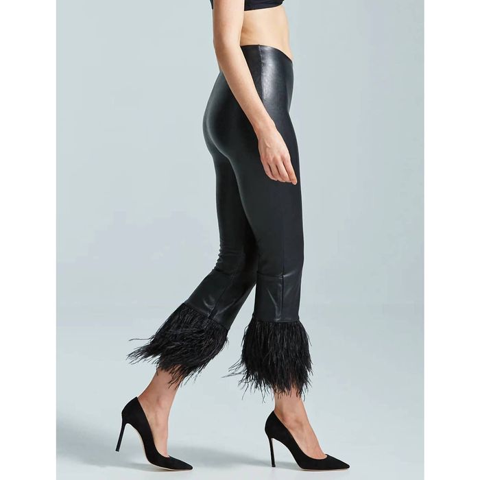 Commando Faux Leather Cropped Feather Legging In Black Grailed