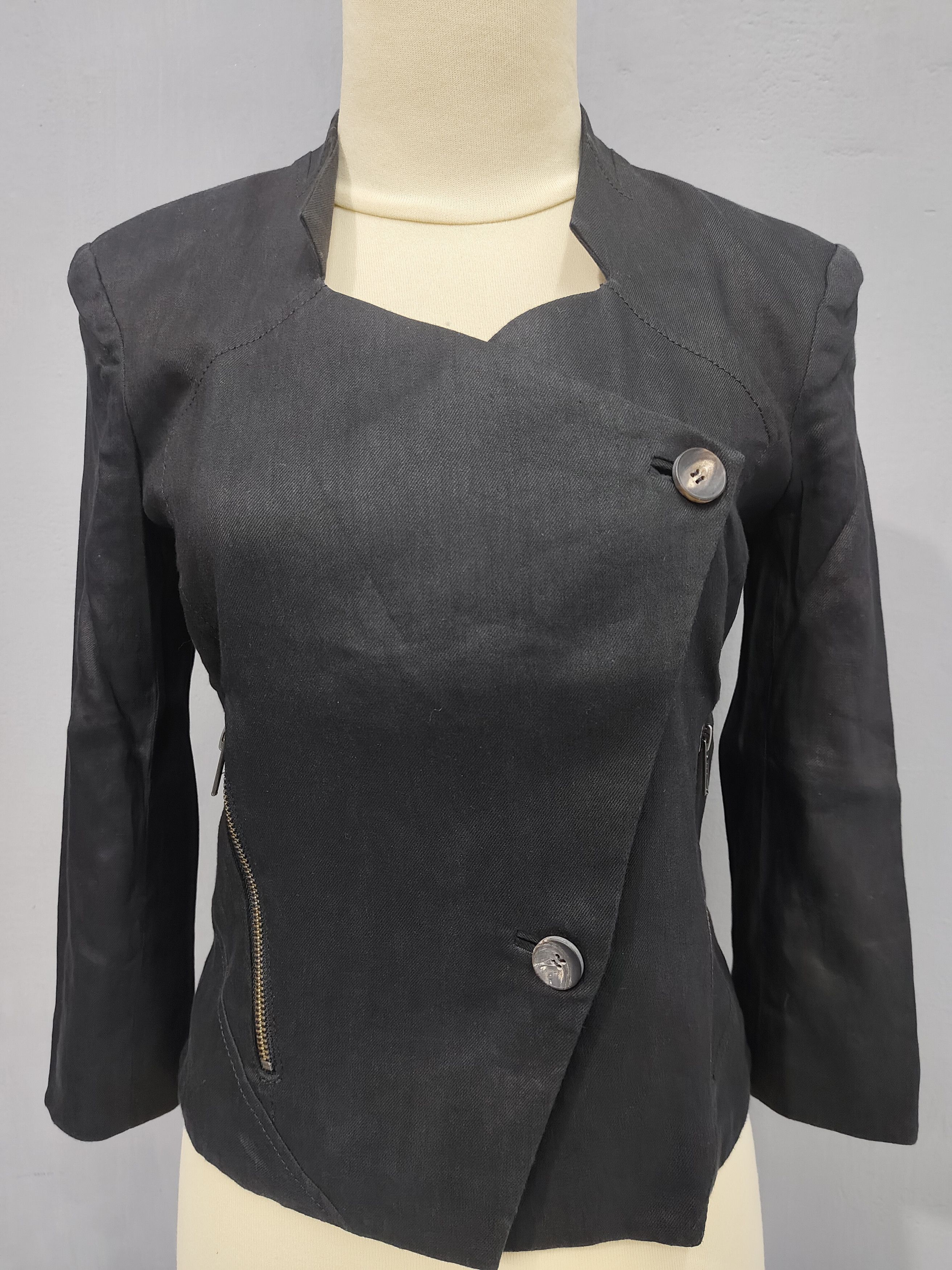 Helmut Lang 00s Helmut Lang- Asymmetrical Wrap Minimalist Blazer Jacket Size S / US 4 / IT 40 - 2 Thumbnail