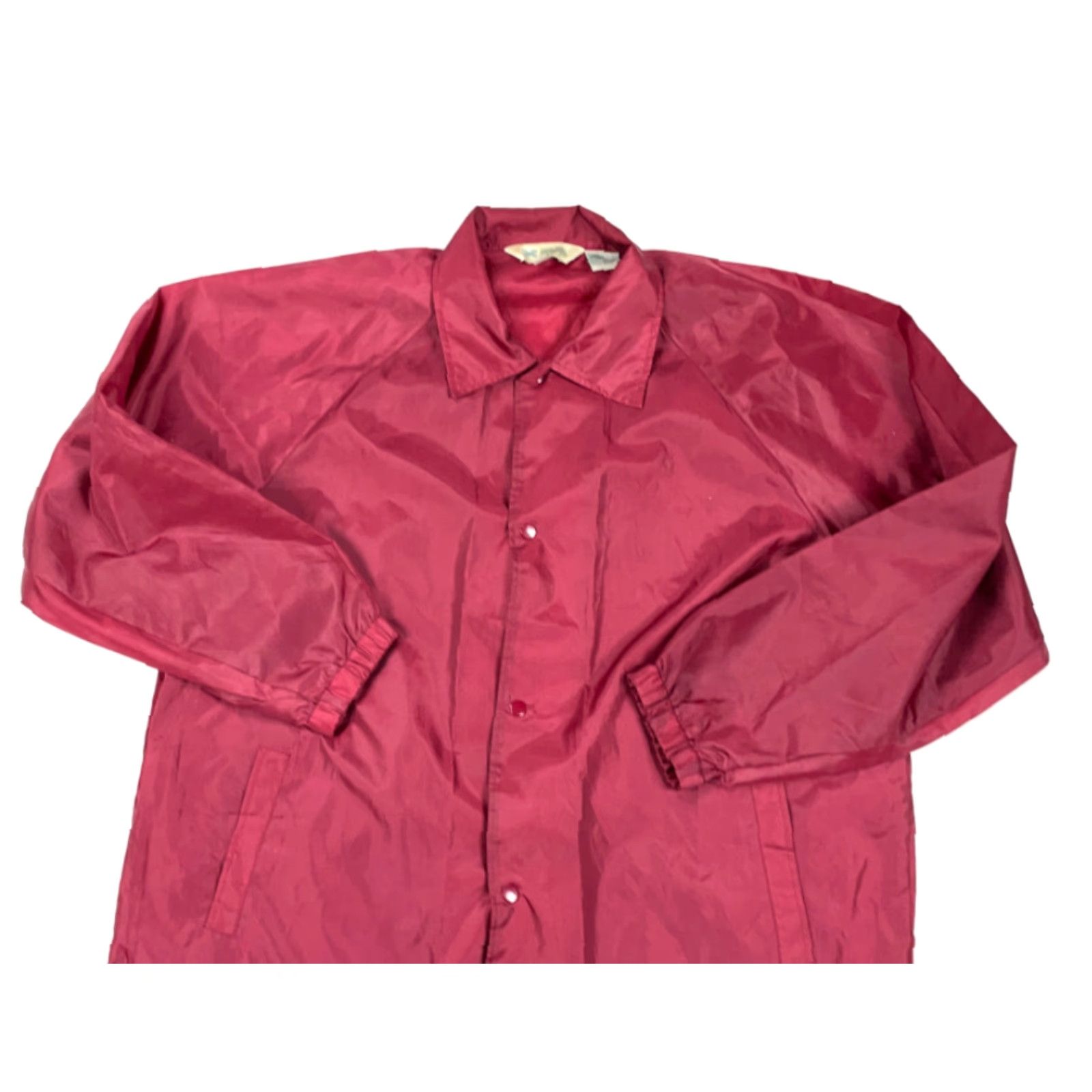 Haband VINTAGE Haband Coach Jacket Nylon Solid Red XL Men’s 90s Fall Spring Snap-Front Casual Size US XL / EU 56 / 4 - 4 Thumbnail