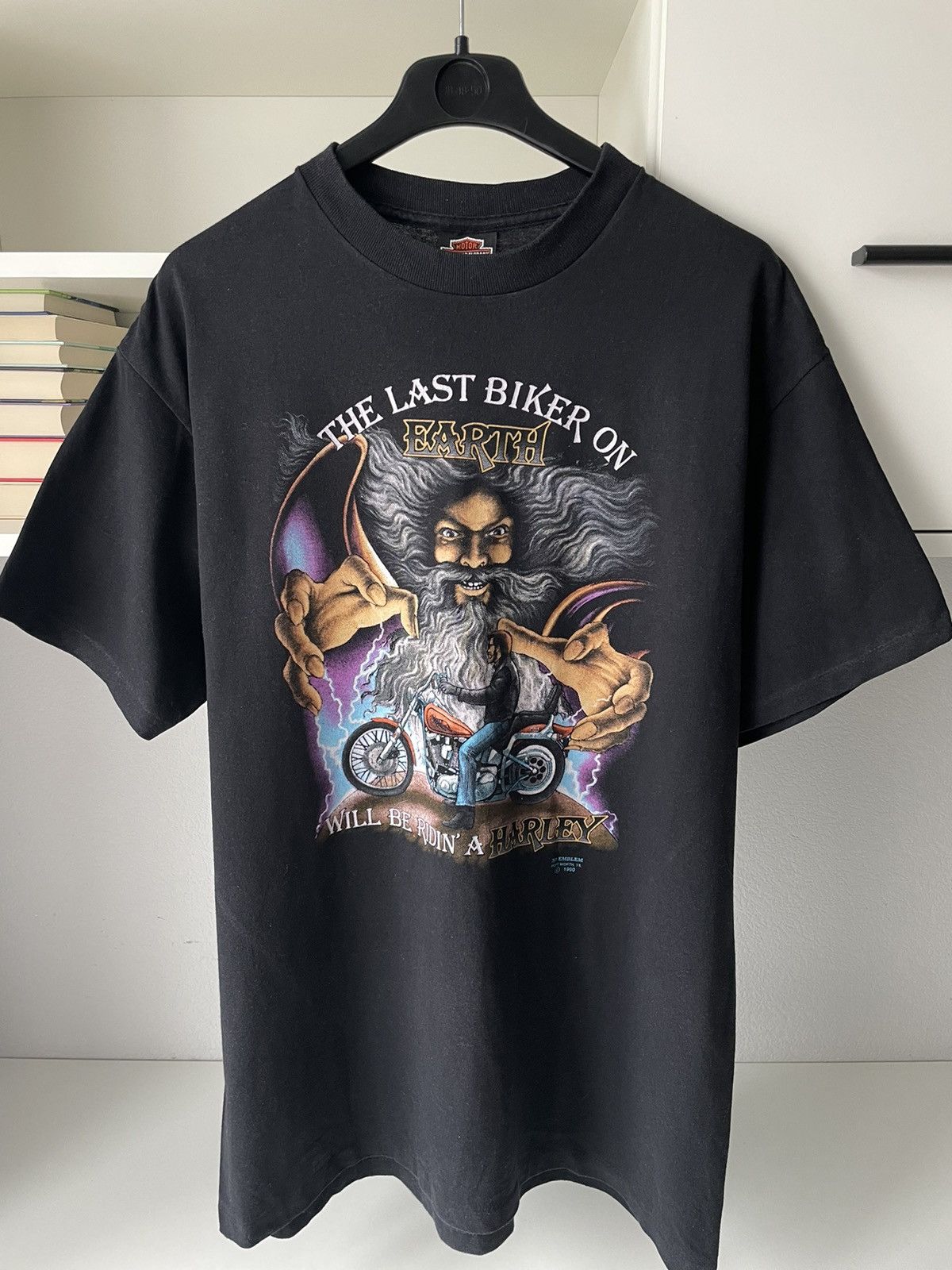 Harley Davidson × Vintage *RARE* Vintage Harley Davidson 3D Emblem 1990 T-Shirt Biker Size US XL / EU 56 / 4 - 2 Thumbnail