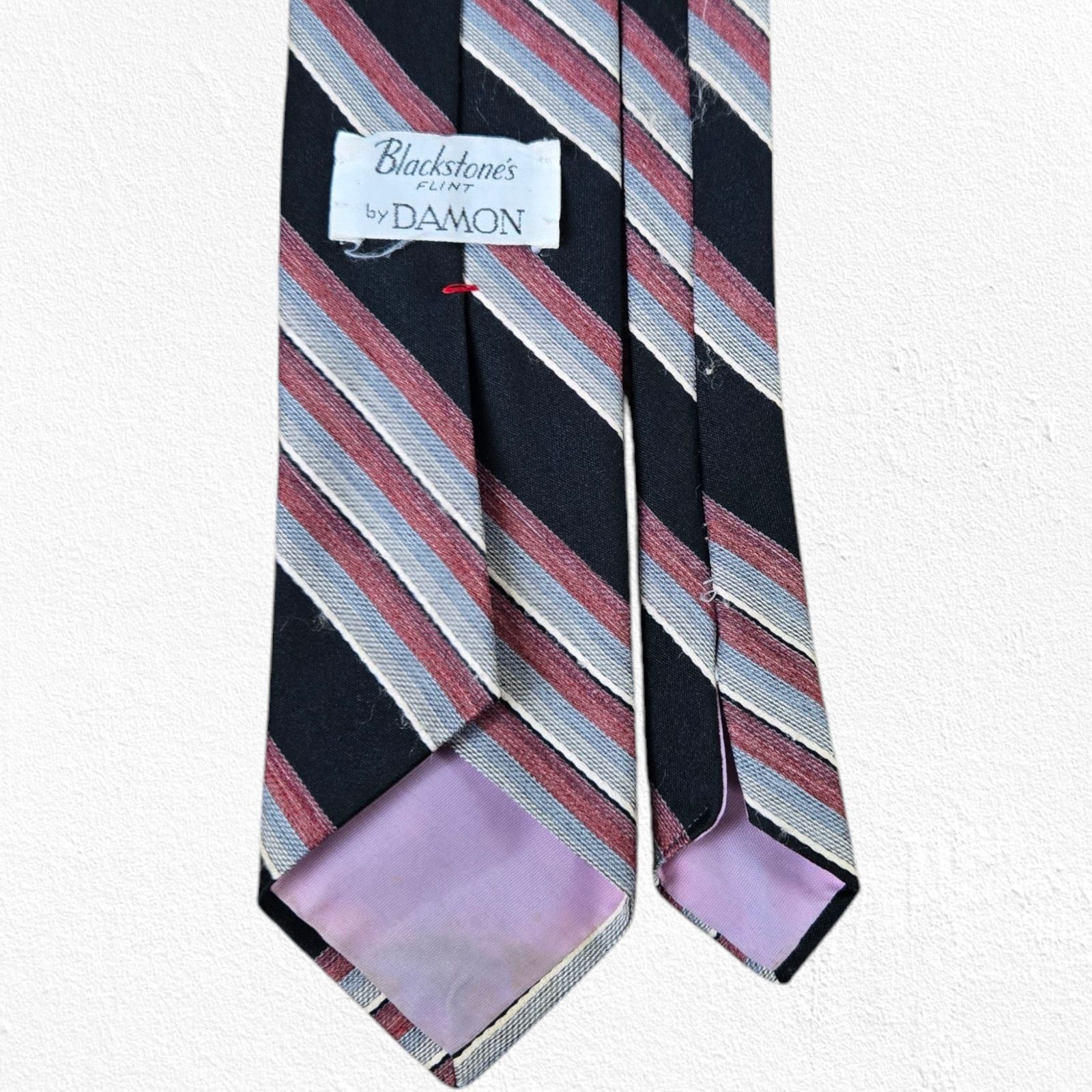 Vintage 60s Vintage Black Red Diagonal Striped USA Made Tie Size ONE SIZE - 5 Thumbnail