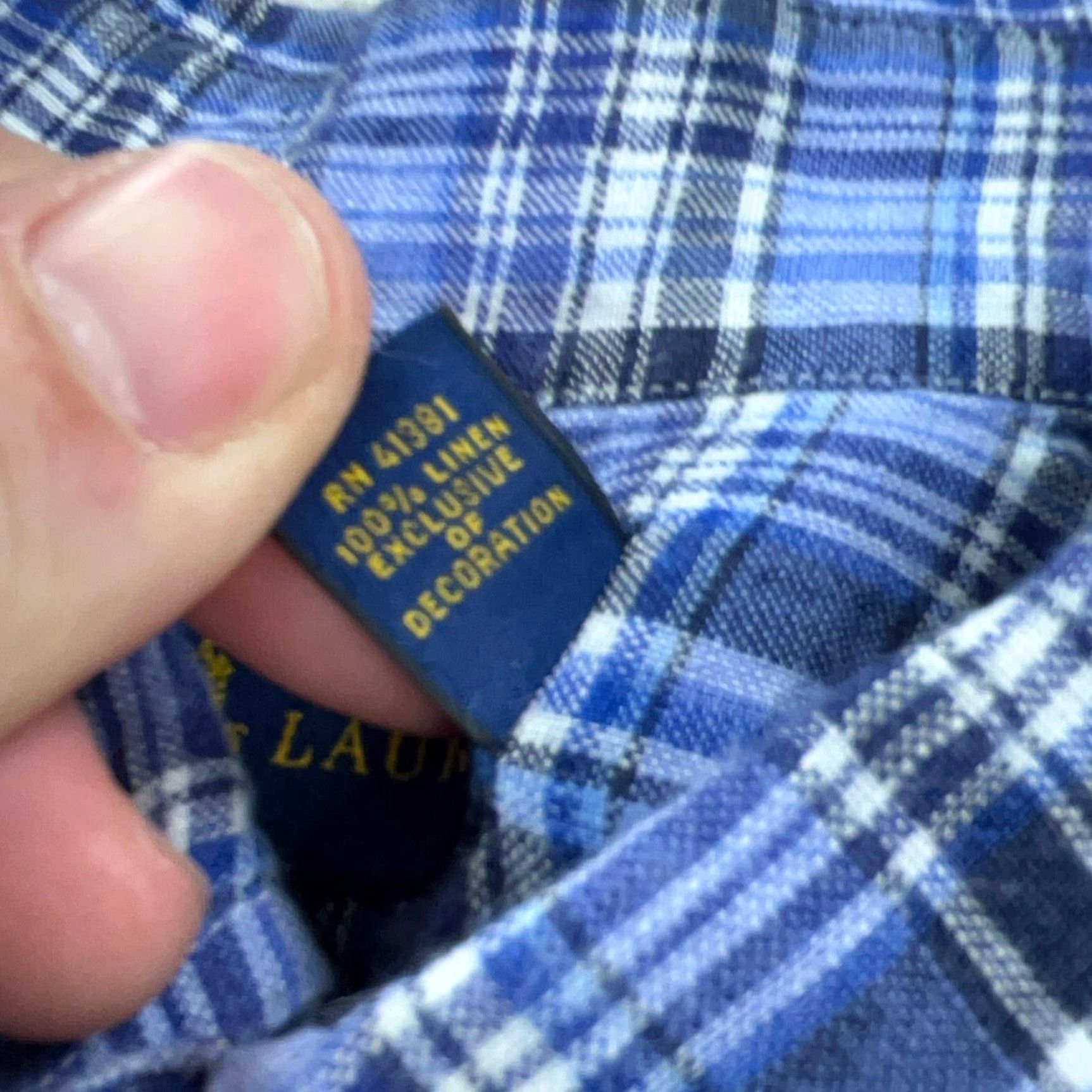 Ralph Lauren Ralph Lauren Linen Shirt Men XL Blue Button Up Tartan Plaid Dress Casual Pony 93 Size US XL / EU 56 / 4 - 6 Thumbnail
