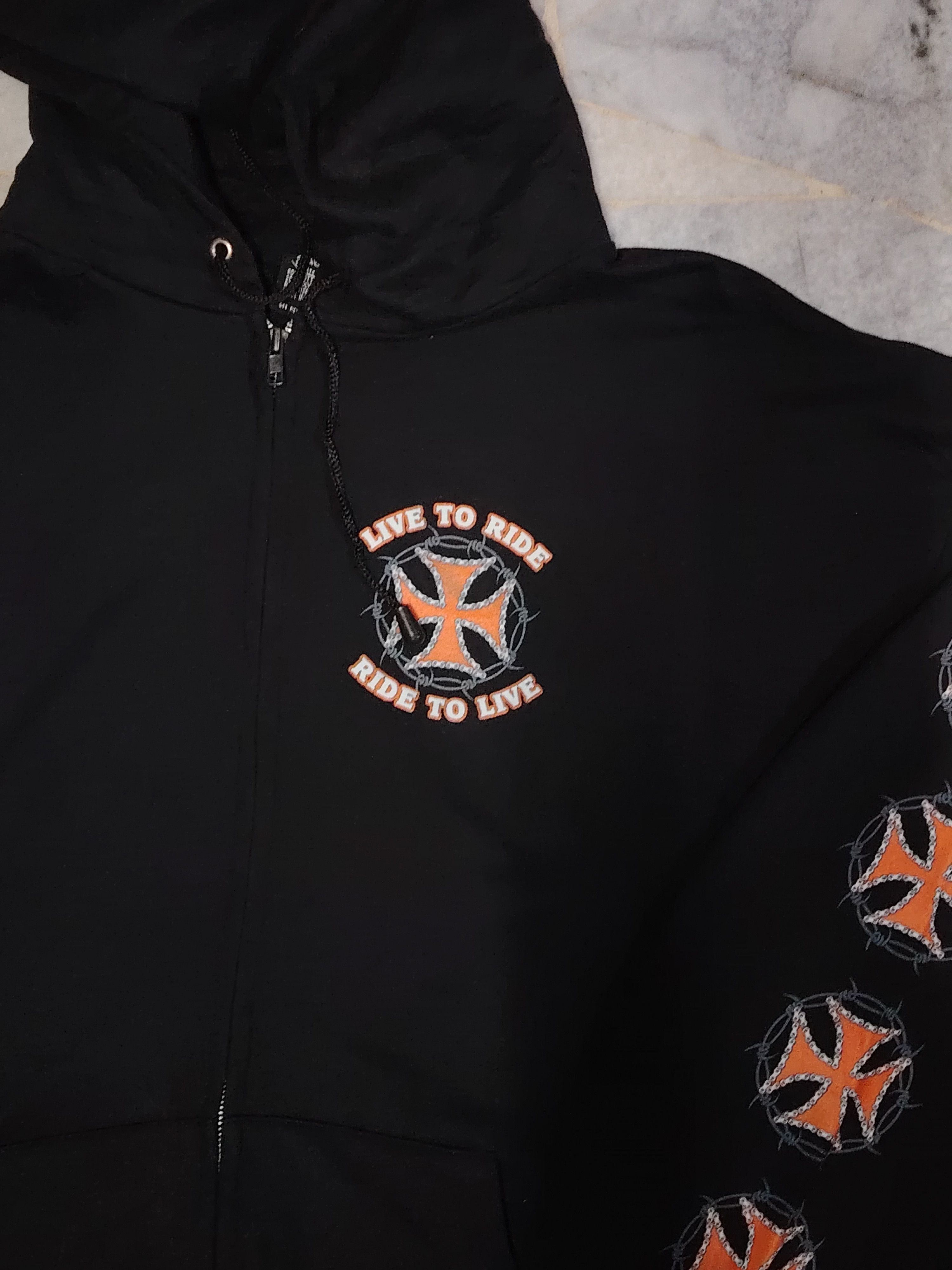 Vintage Vintage Y2K 2003 Iron Cross Live to Ride Zippup Hoodie Size US XXL / EU 58 / 5 - 5 Thumbnail