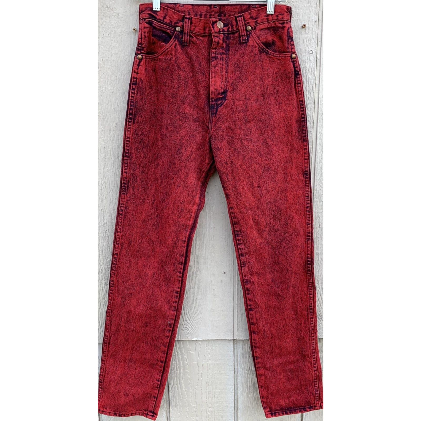 Wrangler VINTAGE Wrangler Jeans High Waist Red Acid Wash 28” X 33” Juniors Women XS-7 X 32? Size 28" / US 6 / IT 42 - 2 Thumbnail