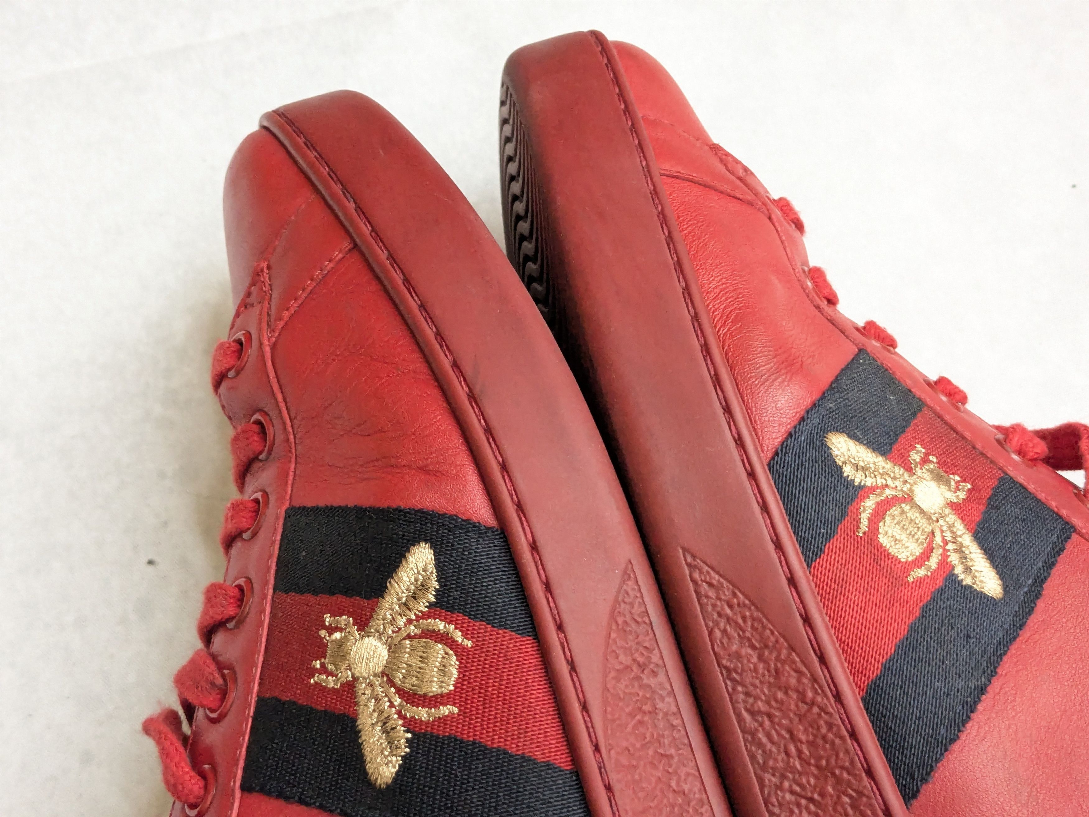 Gucci Gucci Ace Sneakers 9.5 Red Low Tops Leather Tennis Size US 9.5 / EU 42-43 - 15 Thumbnail