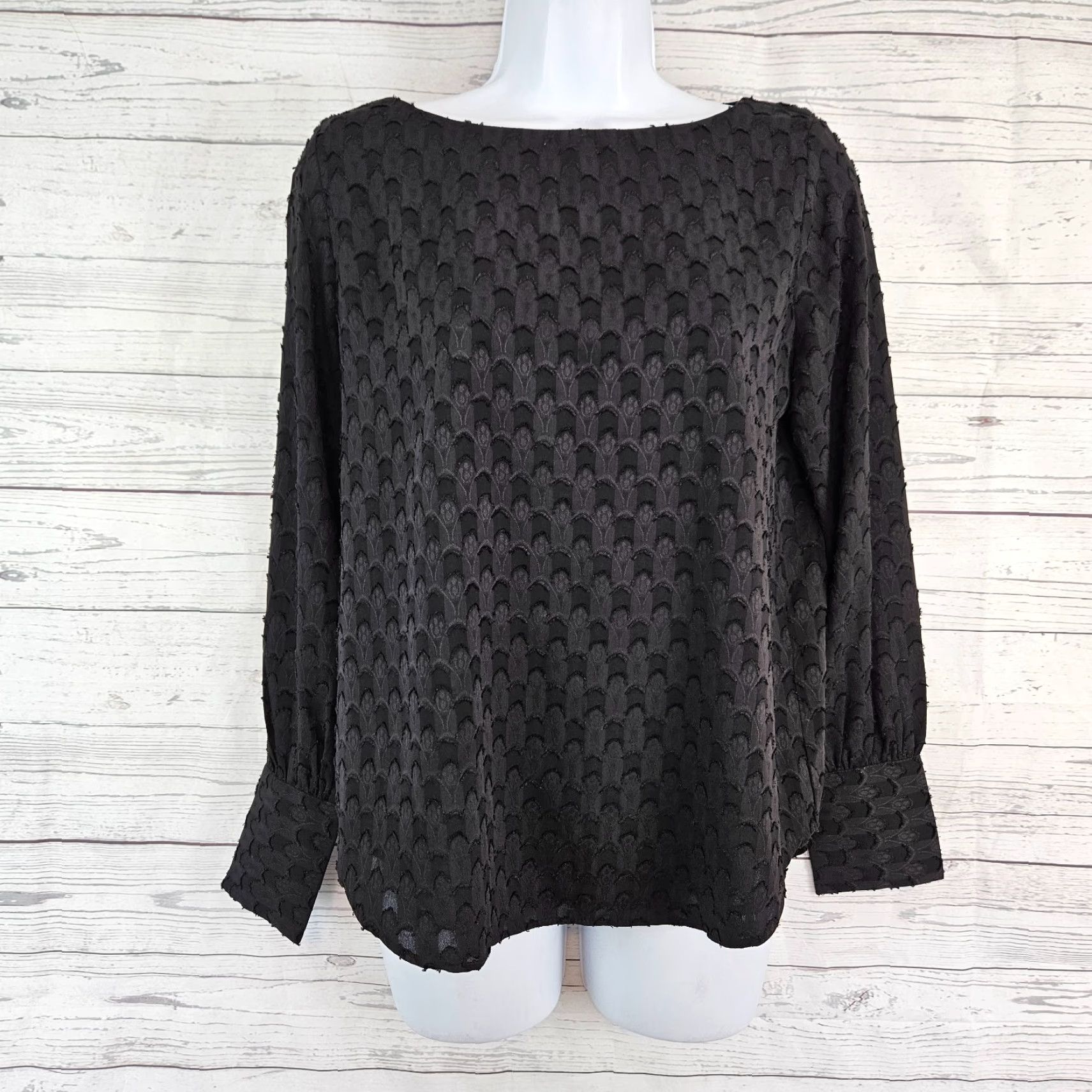 Ann Taylor Ann Taylor Womens Top Sz Small Petite Black Long Sleeve Size S / US 4 / IT 40 - 2 Thumbnail