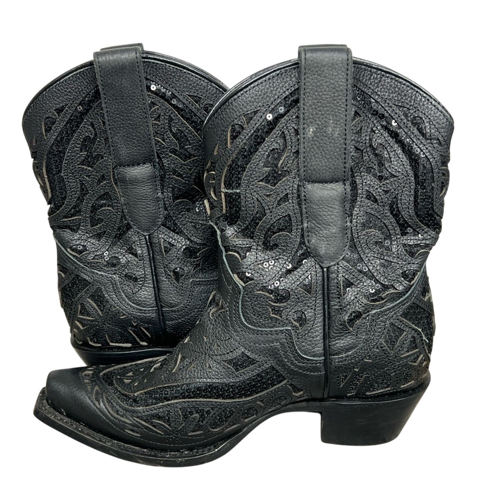 JB Classics JB Dillon Reserve Womens Cowgirl Leather Boot Black Sequin Size US 6 / IT 36 - 7 Thumbnail