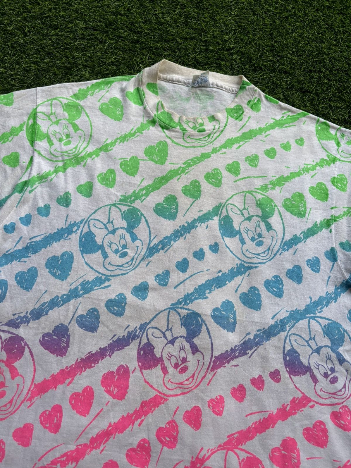 Disney Vintage 80's Mickey Mouse Full Print Tshirt Size ONE SIZE - 3 Thumbnail