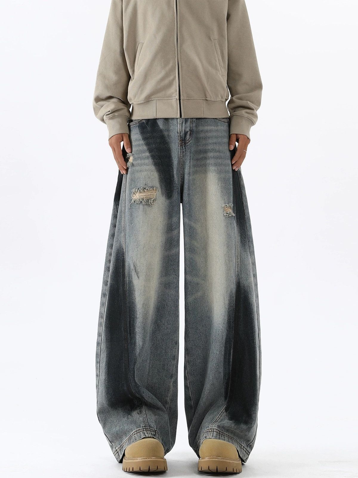 Jean American ink-splashed loose retro ripped scimitar jeans Size US 32 / EU 48 - 1 Thumbnail