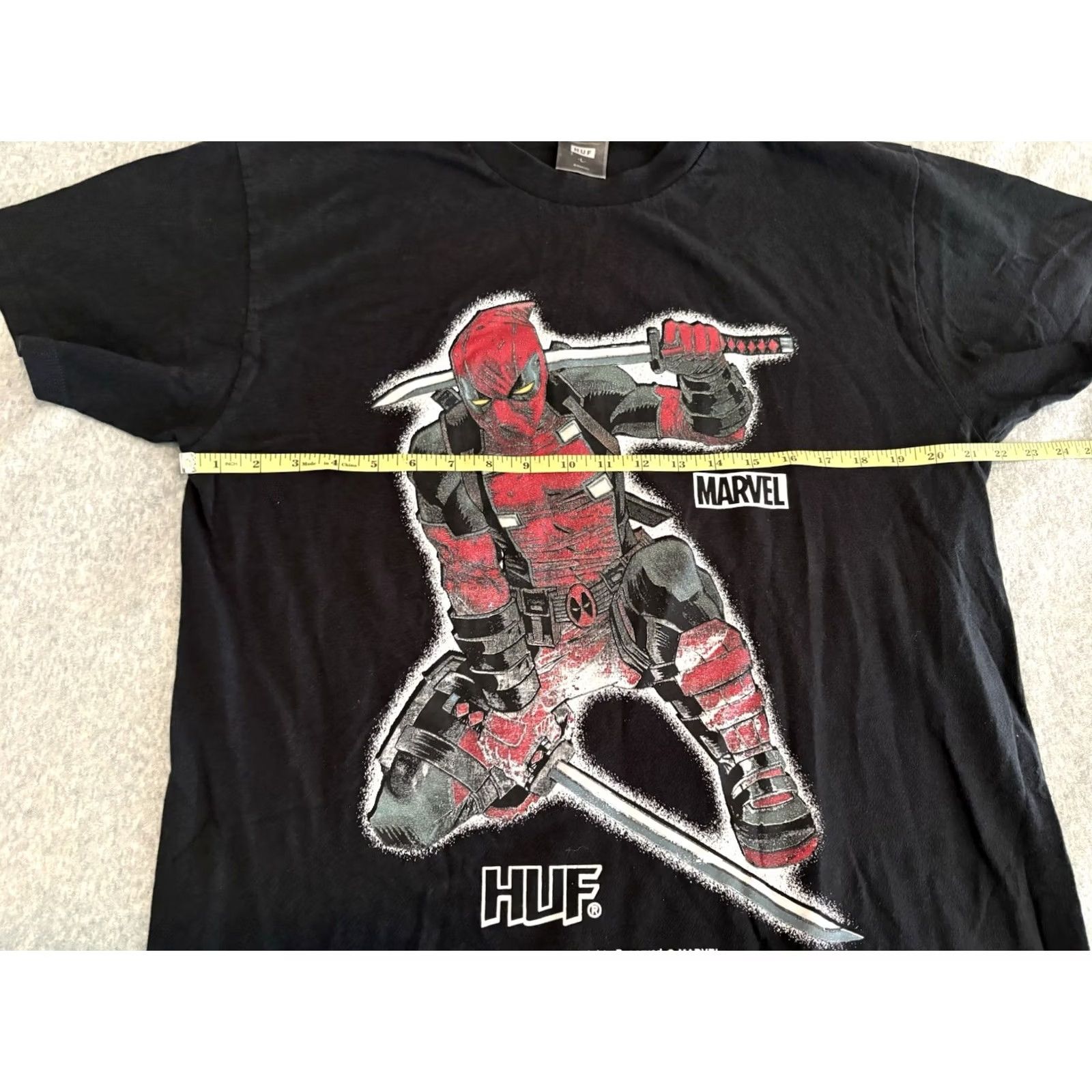Vintage VINTAGE HUF x Marvel Deadpool T-Shirt Black Mens L Crew Neck Short Sleeve Cotton T-Shirt Super Hero Mens Size US L / EU 52-54 / 3 - 4 Thumbnail
