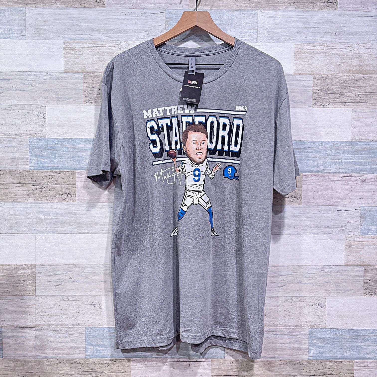Next Level Apparel NFLPA Matthew Stafford Caricature Graphic T Shirt Gray XL Size US XL / EU 56 / 4 - 1 Thumbnail