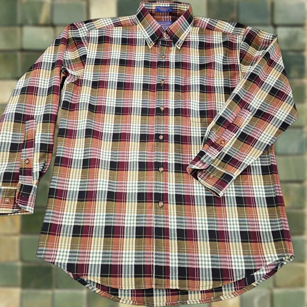 Pendleton VINTAGE Pendleton Shirt Mens M Multi Plaid Wool Long Sleeve Button-Down) Size US M / EU 48-50 / 2 - 1 Thumbnail