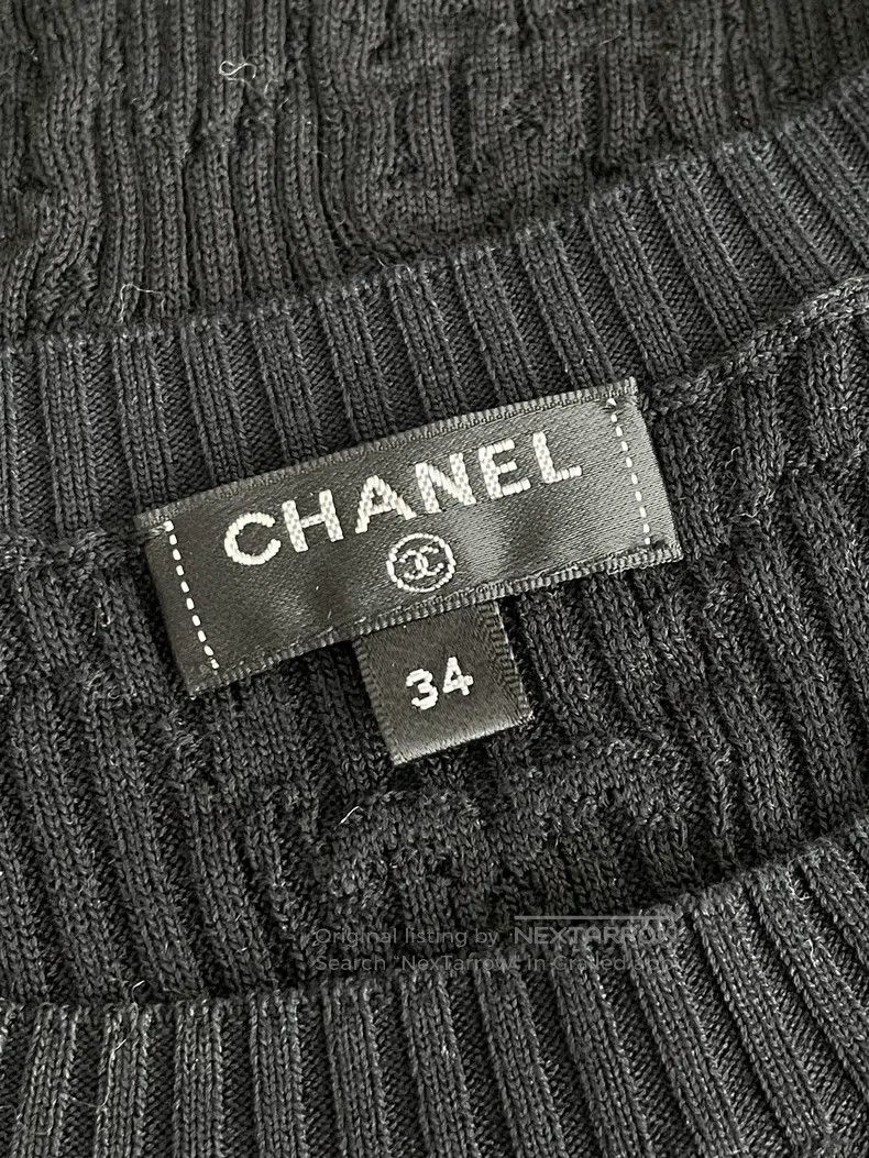 Chanel Chanel Black dark pattern full double C full logo knitted Size XXS / US 00 / IT 34 - 4 Thumbnail