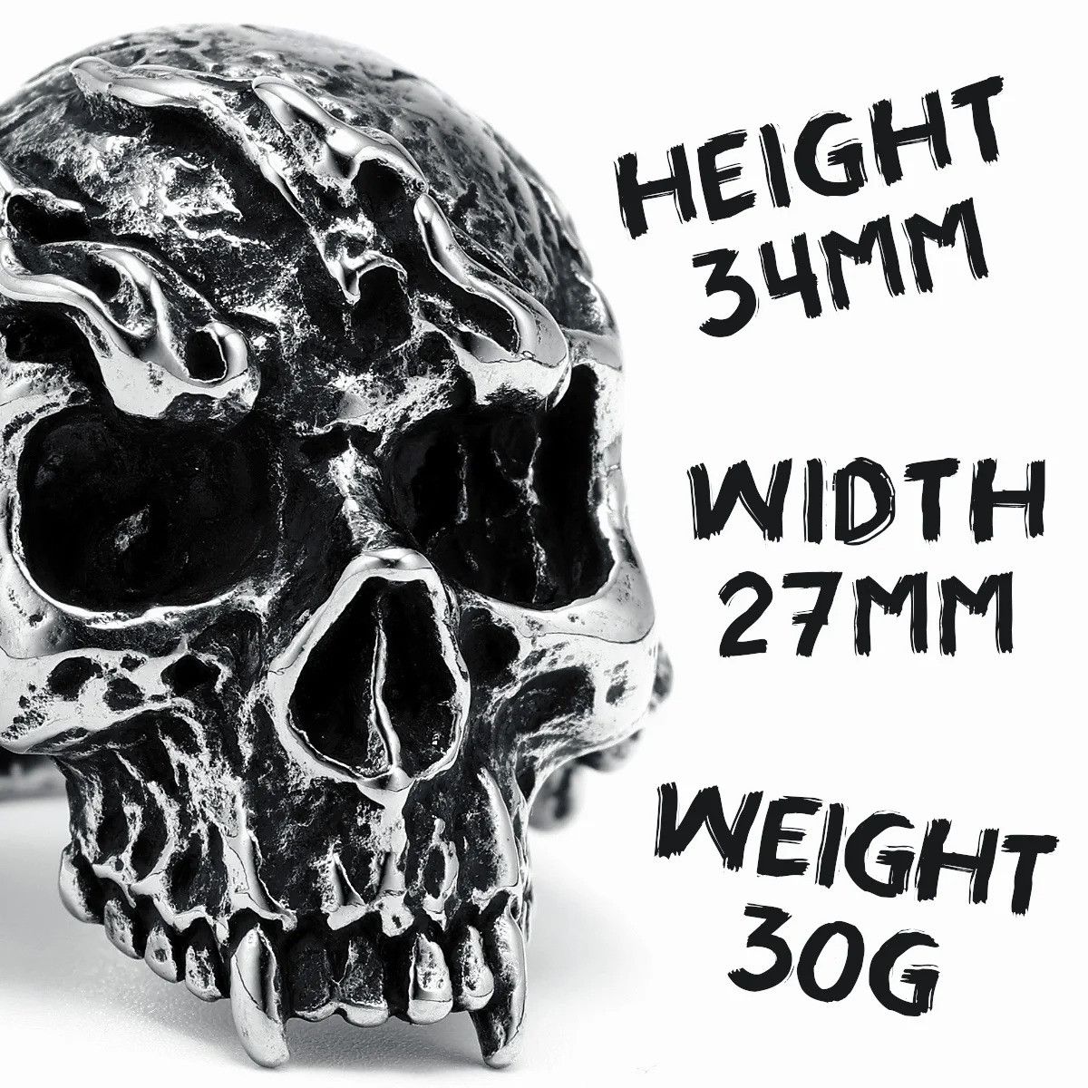 Jewelry Flame Skull Men Ring Size ONE SIZE - 5 Thumbnail