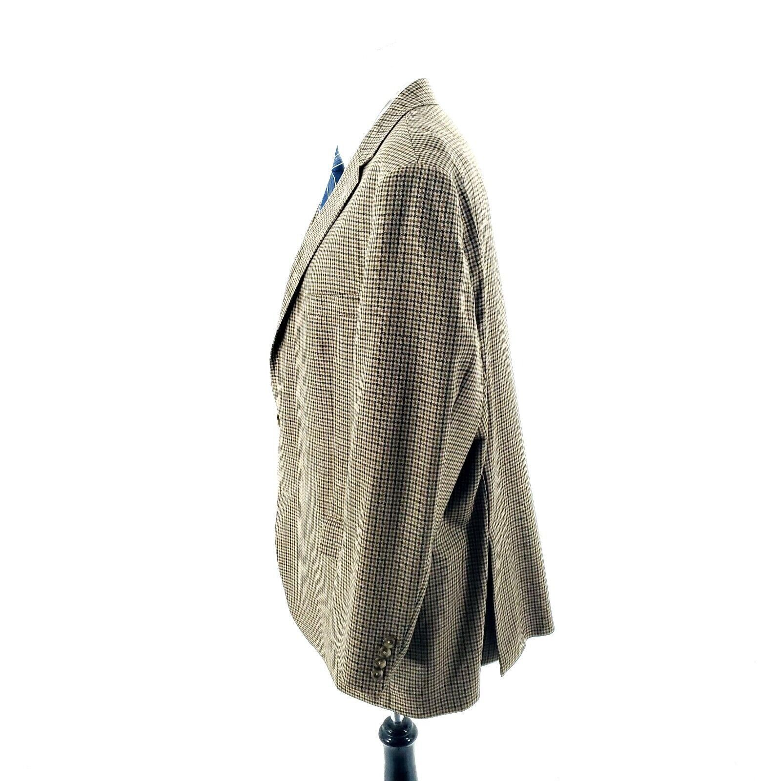 Hart Schaffner Marx Hart Schaffner Marx Wool 2 Button Sport Coat 46R Brown Plaid Size 46R - 4 Thumbnail