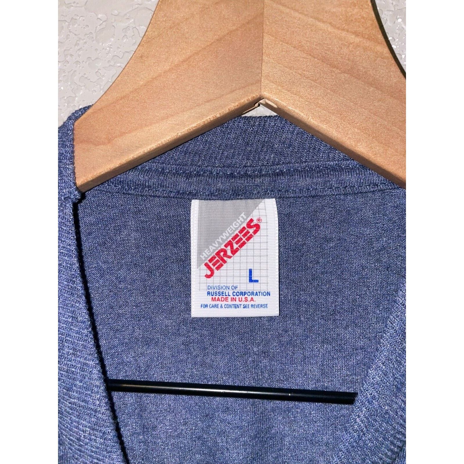Jerzees 1990s Jerzees USA Made Blue Shirt Tee VTG 90s L Large HOLE Size US L / EU 52-54 / 3 - 8 Thumbnail