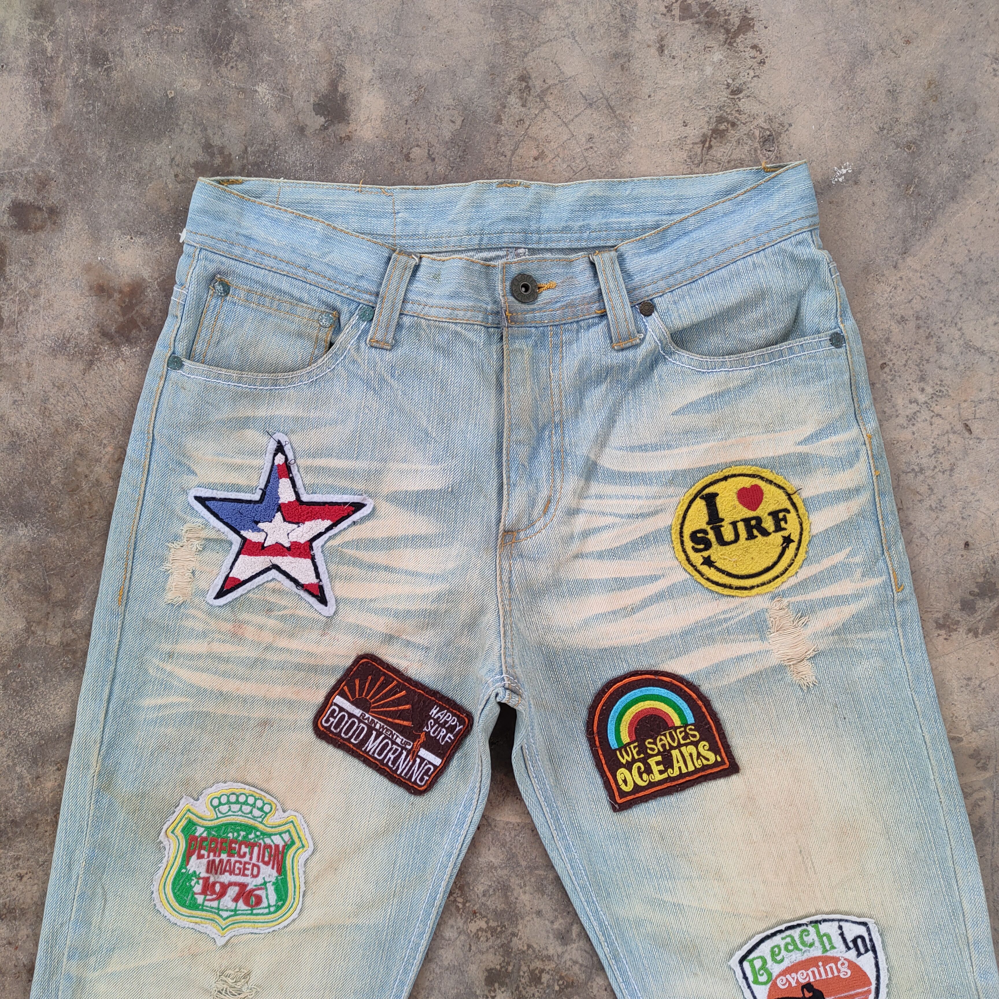 Japanese Brand VINTAGE CLONE DEVGRU PATCH RIPPED FADED JEANS PANTS Size US 33 - 3 Thumbnail