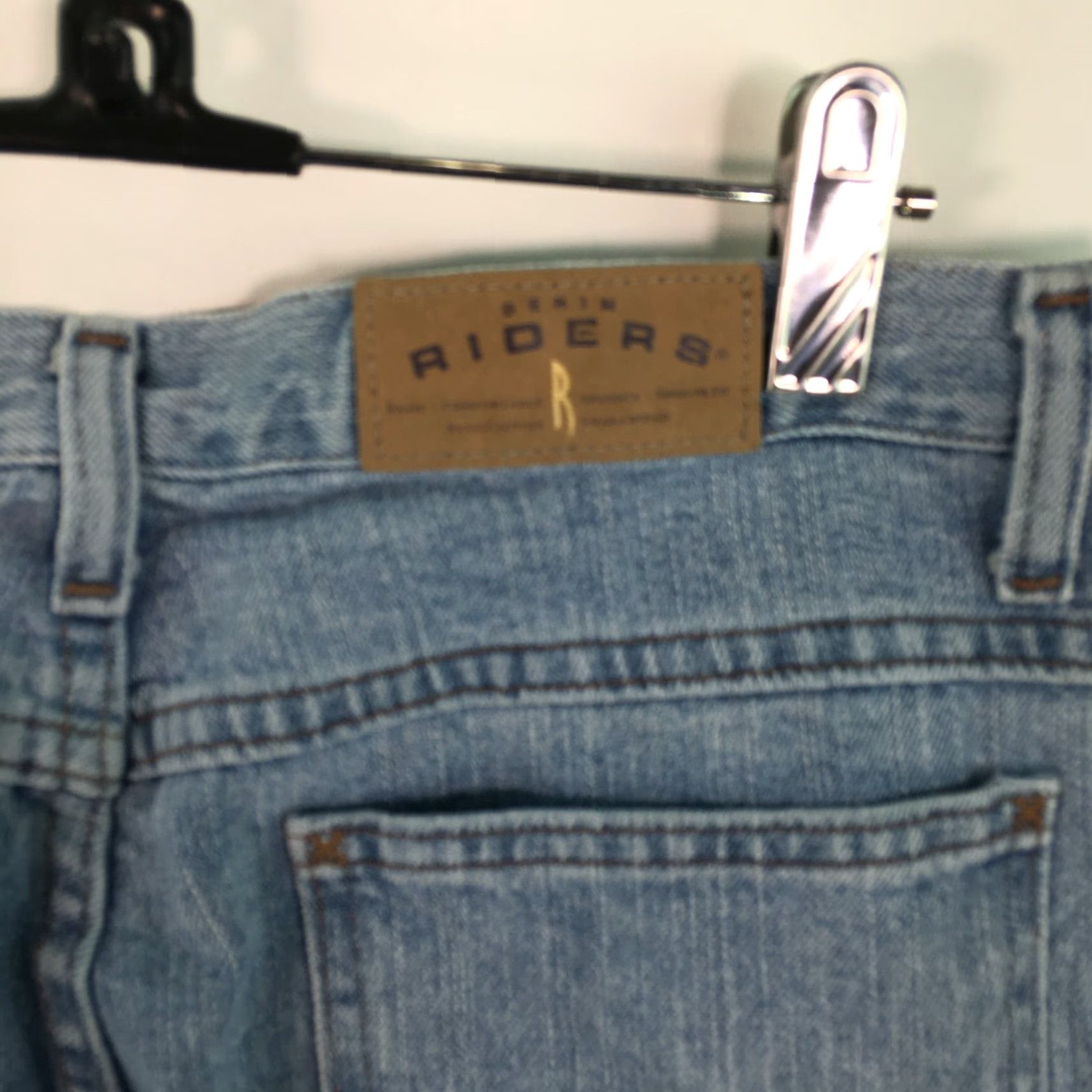 Vintage Riders Blue Denim Straight Jeans Women's Size 12 Regular Fit Stretch 34X32 Size 34" / US 12 / IT 48 - 7 Thumbnail