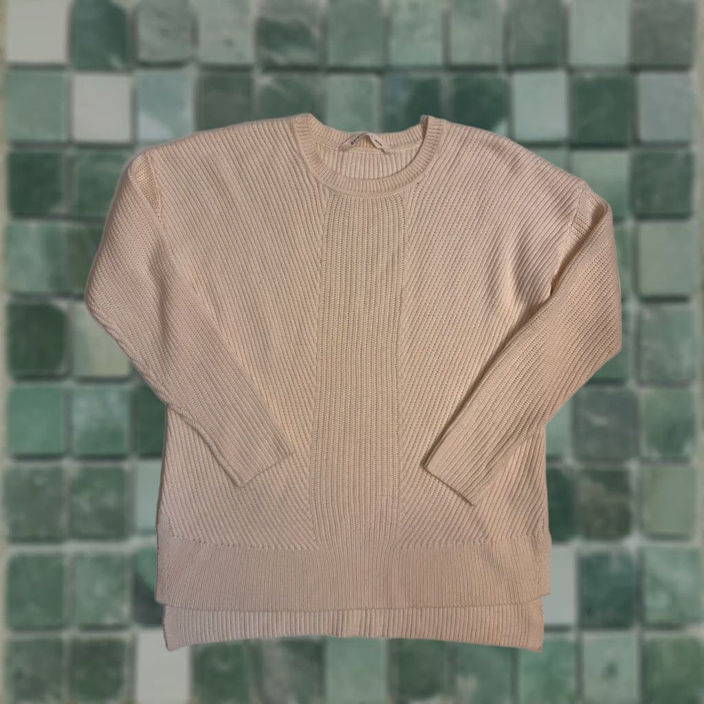 Athleta Athleta Women's L Cream Merino Wool Blend Tunic Sweater Size L / US 10 / IT 46 - 1 Thumbnail