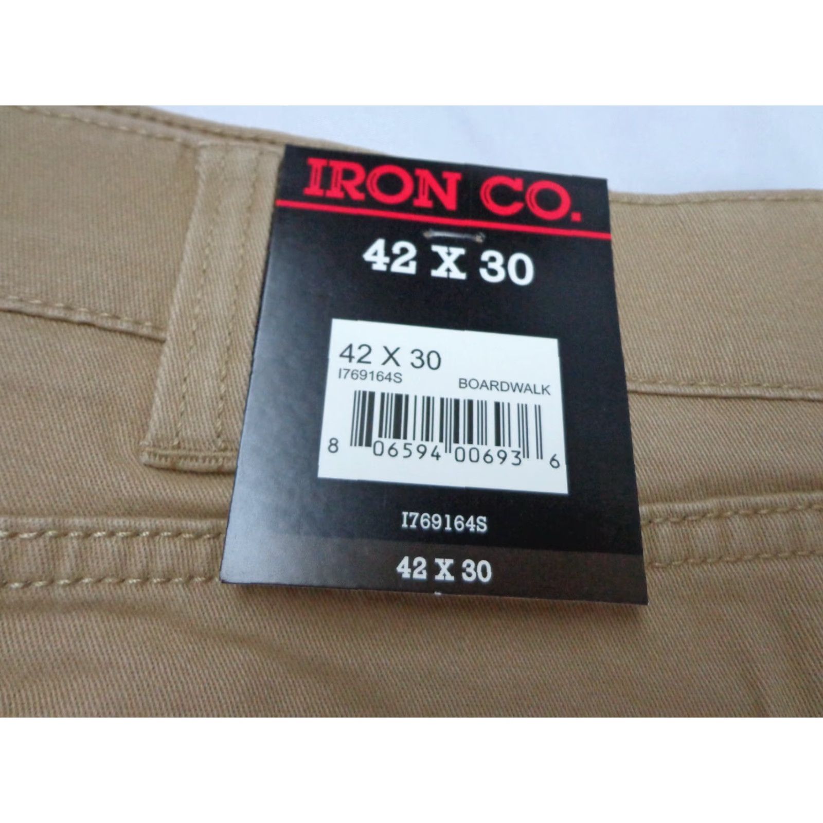 Vintage Iron Co. Men's Classic Stretch Comfort Patriot Pants Chino Straight 42 x 30 Beige Cotton Blend Flat Front Regular Inseam 30 Modern Iron Co Men Pants Size US 42 / EU 58 - 3 Thumbnail