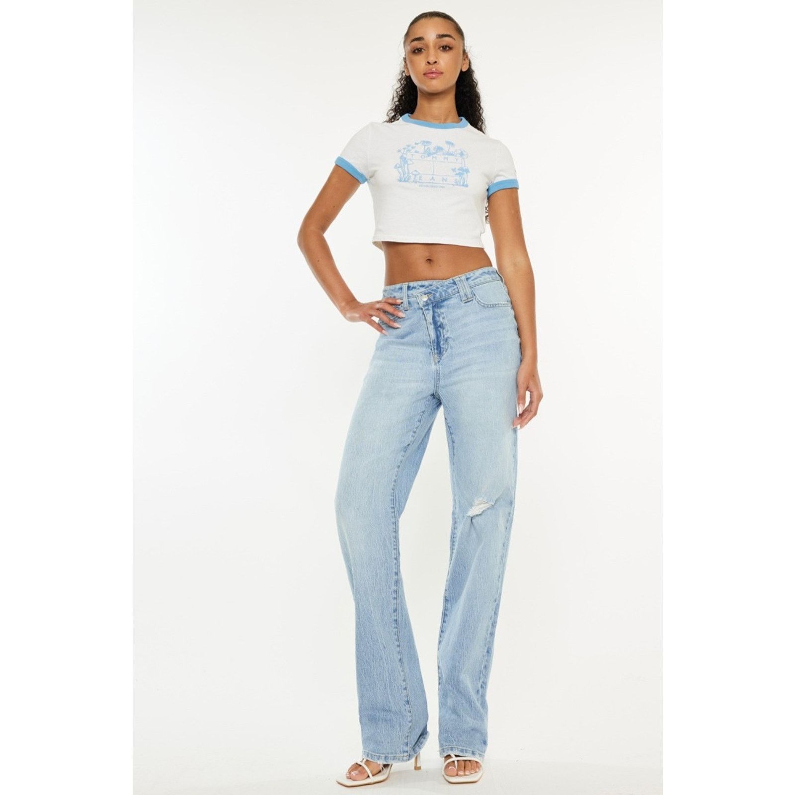 Other KanCan Distressed High Waist Straight Jeans - Size 9/28 Size 28" / US 6 / IT 42 - 2 Thumbnail