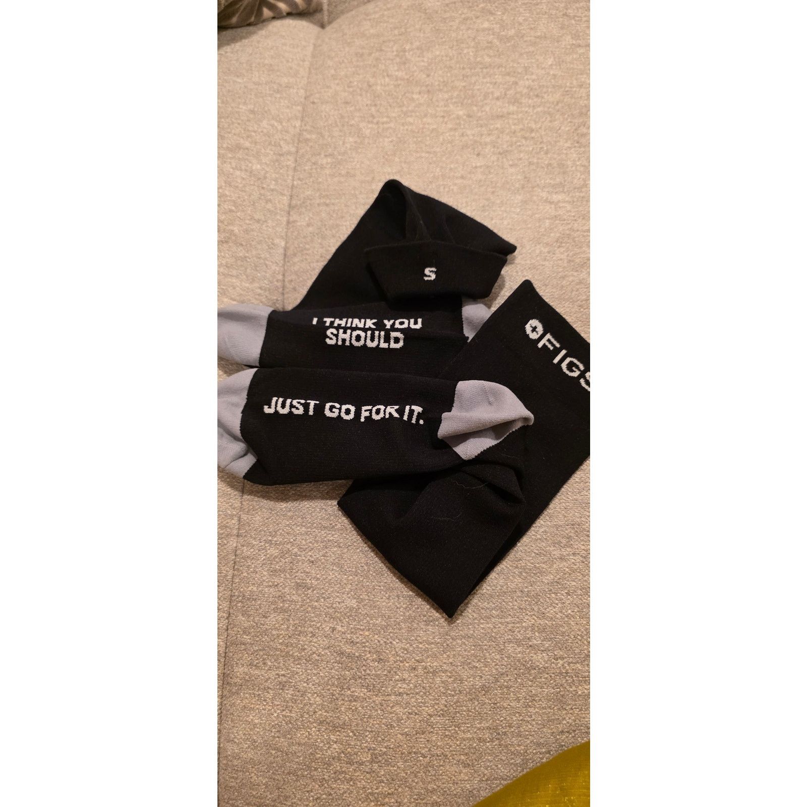 Other FIGS Black Compression Socks S NWOT "JUST GO FOR IT" Size ONE SIZE - 6 Thumbnail