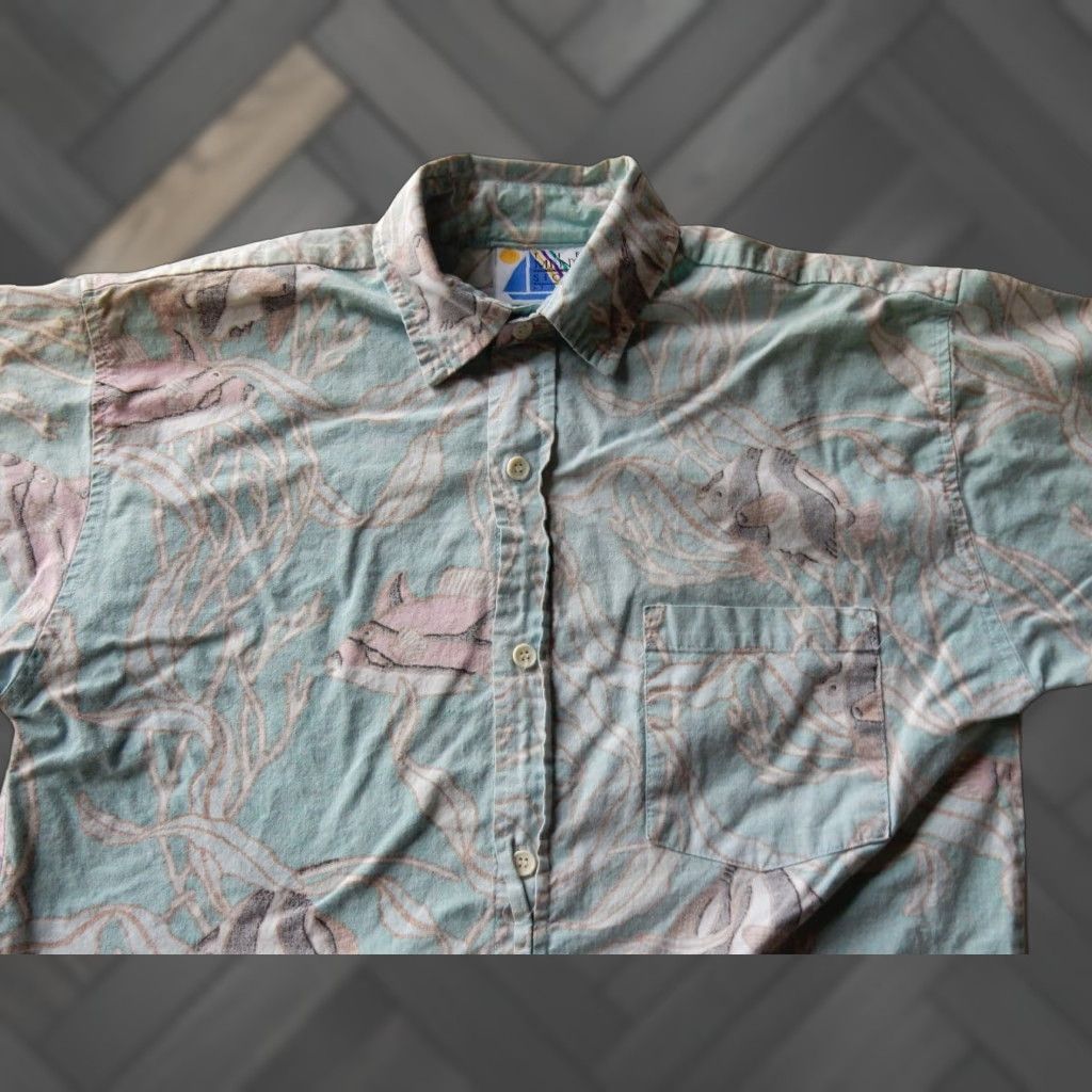 Sears VINTAGE Sears Men's Hawaiian Shirt Size S Short Sleeve Green 100% Cotton Retro Summer Size US S / EU 44-46 / 1 - 1 Thumbnail