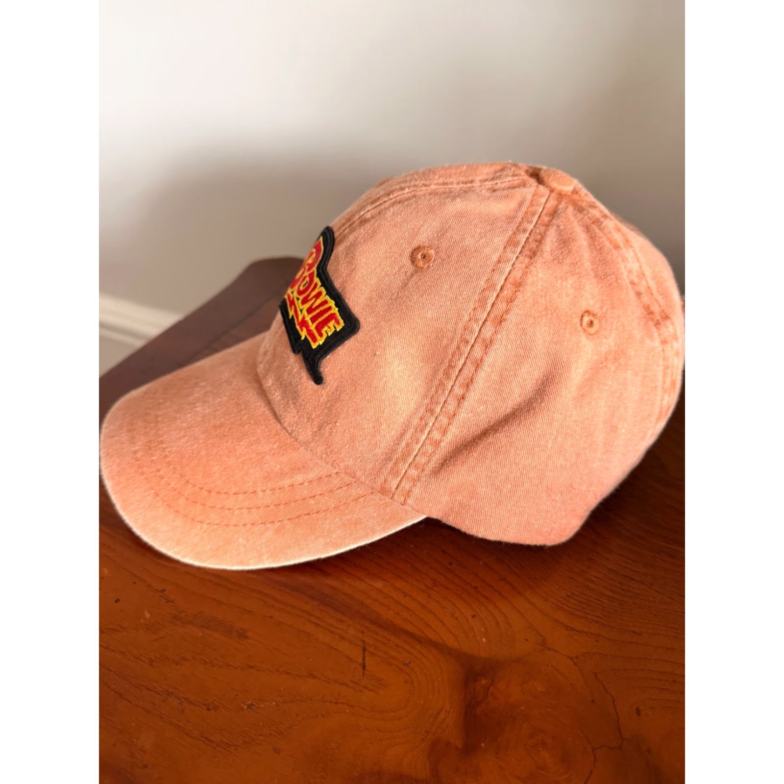 Vintage Adams David Bowie Logo Hat Cap Embroidered Adjustable Strapback Baseball Cap Unisex Adults Orange 80s Rock Theme Size ONE SIZE - 2 Thumbnail
