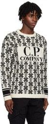 C.P. Company o1y1224 Logo Crewneck Sweater in Off white/Black Size US S / EU 44-46 / 1 - 2 Thumbnail