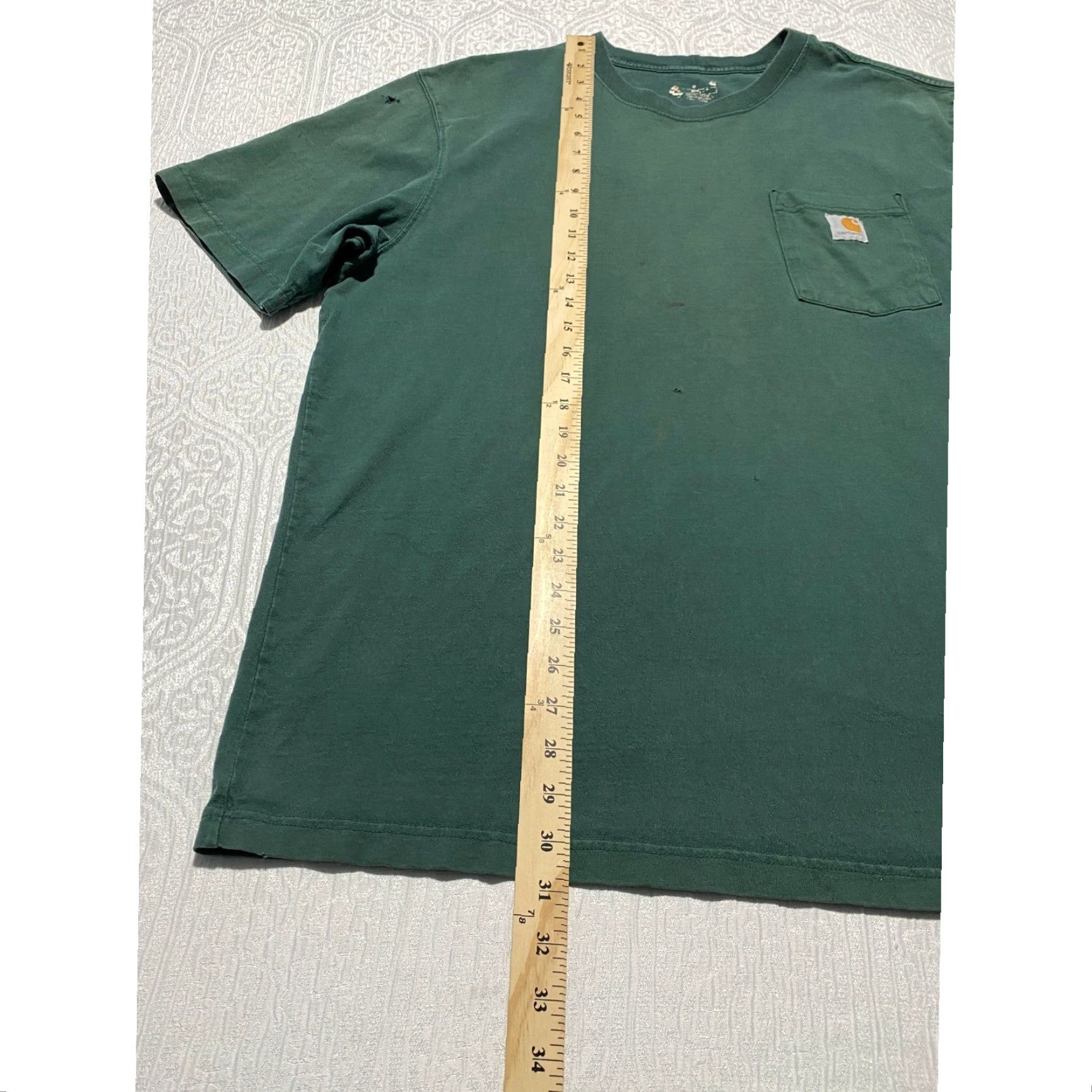 Carhartt VINTAGE Carhartt K87 Pocket T-Shirt Hunter Green Distressed Heavyweight Cotton Mens XL Boys? Size US XL / EU 56 / 4 - 7 Thumbnail
