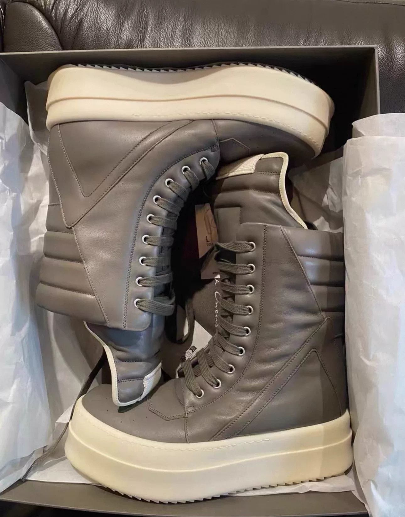 Rick Owens oversized rick owens geobasket sneakers in gray Size US 9 / EU 42 - 1 Preview