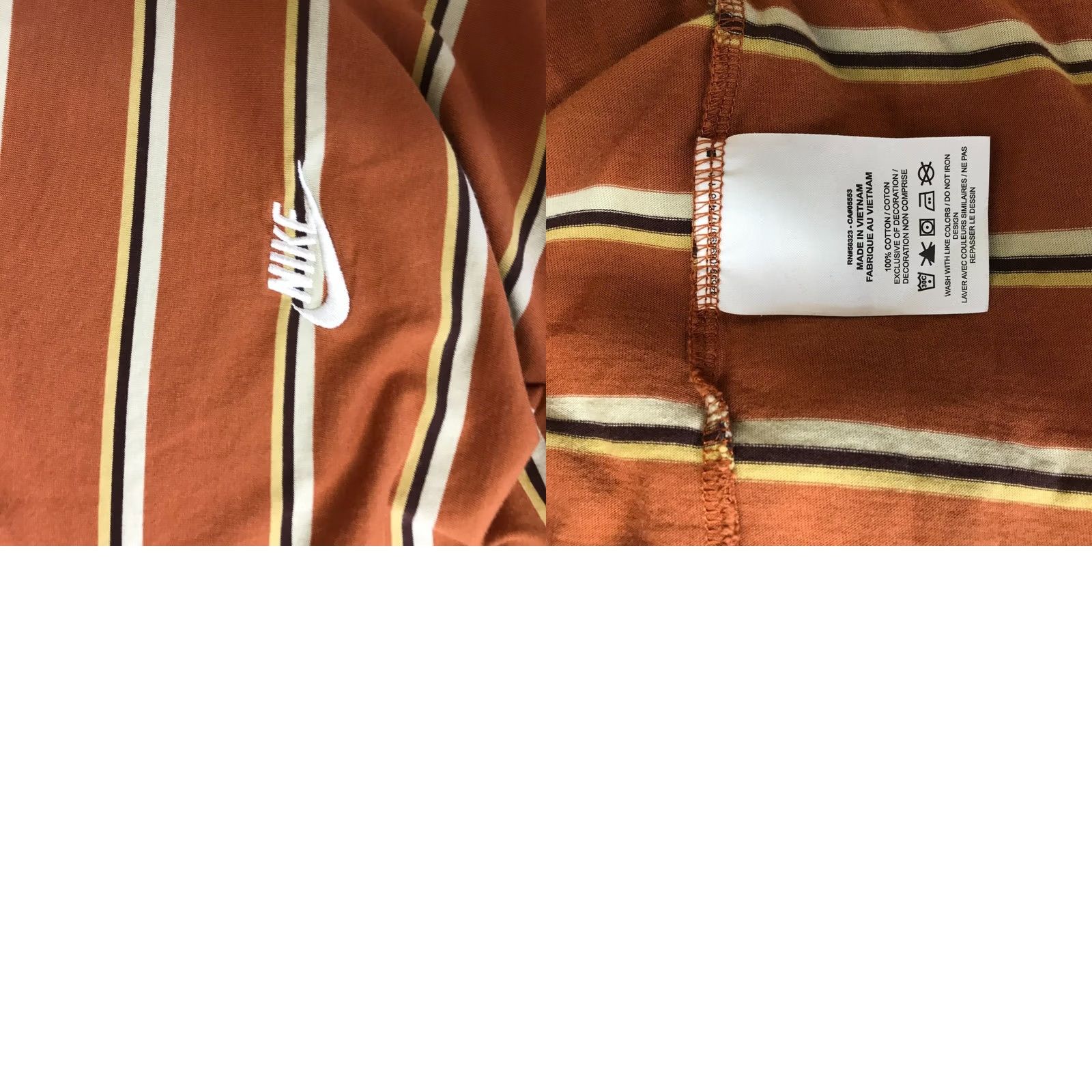 Nike Nike Mens Large Tan Stripe Crew Neck Short Sleeve Cotton Tee L DZ2985-246 Size US 33 - 8 Thumbnail