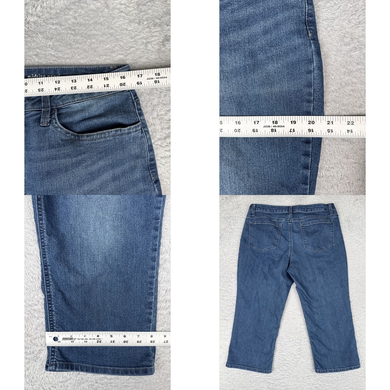 Lee Lee Capri Jeans Womens 12 Regular Blue Med Wash Mid Rise Stretch Denim 32x20 Size 34" / US 12 / IT 48 - 9 Thumbnail