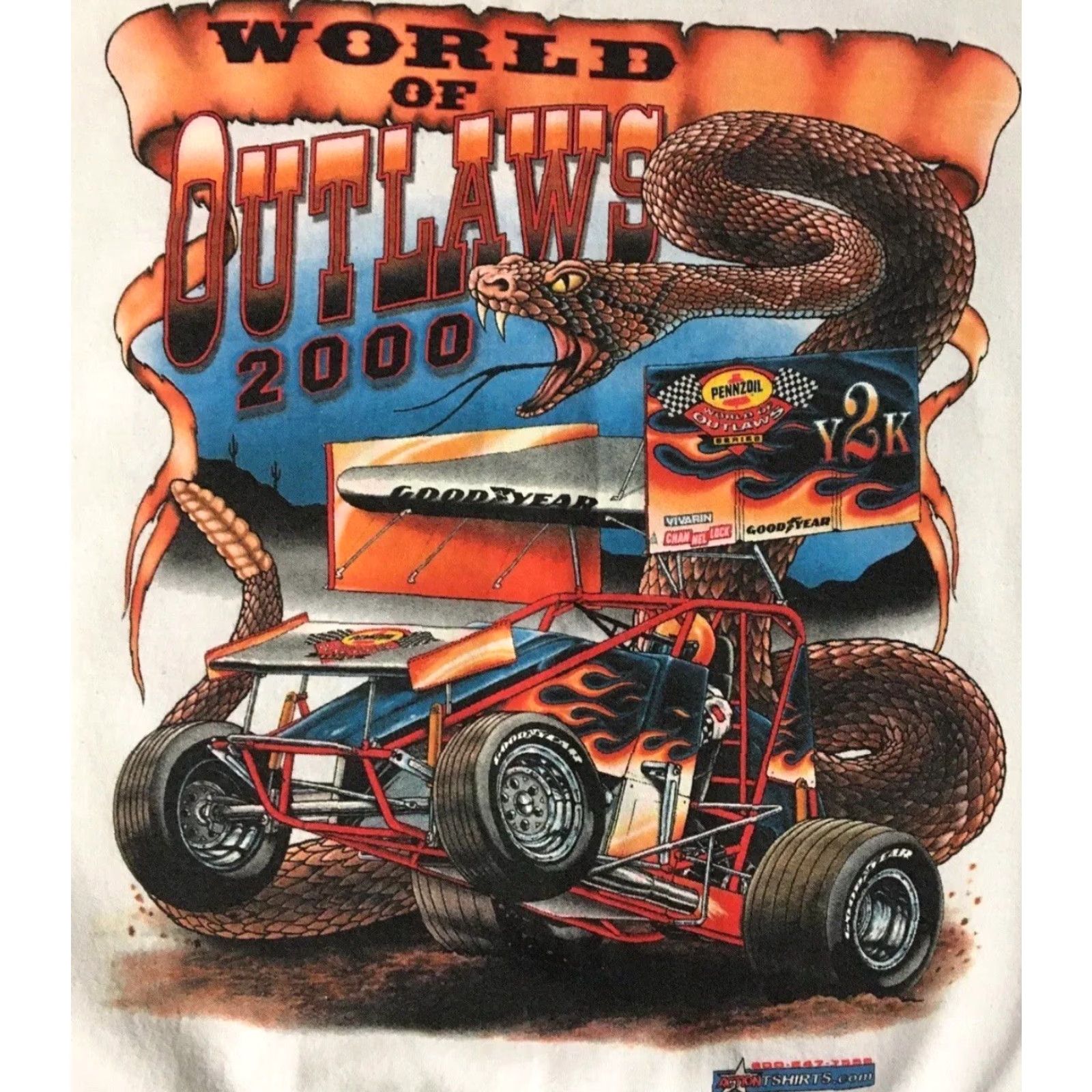 Vintage Vtg World Of Outlaws Race AOP Sweatshirt S NASCAR Car Snake Flame Grunge 90s Y2K Size US S / EU 44-46 / 1 - 3 Thumbnail
