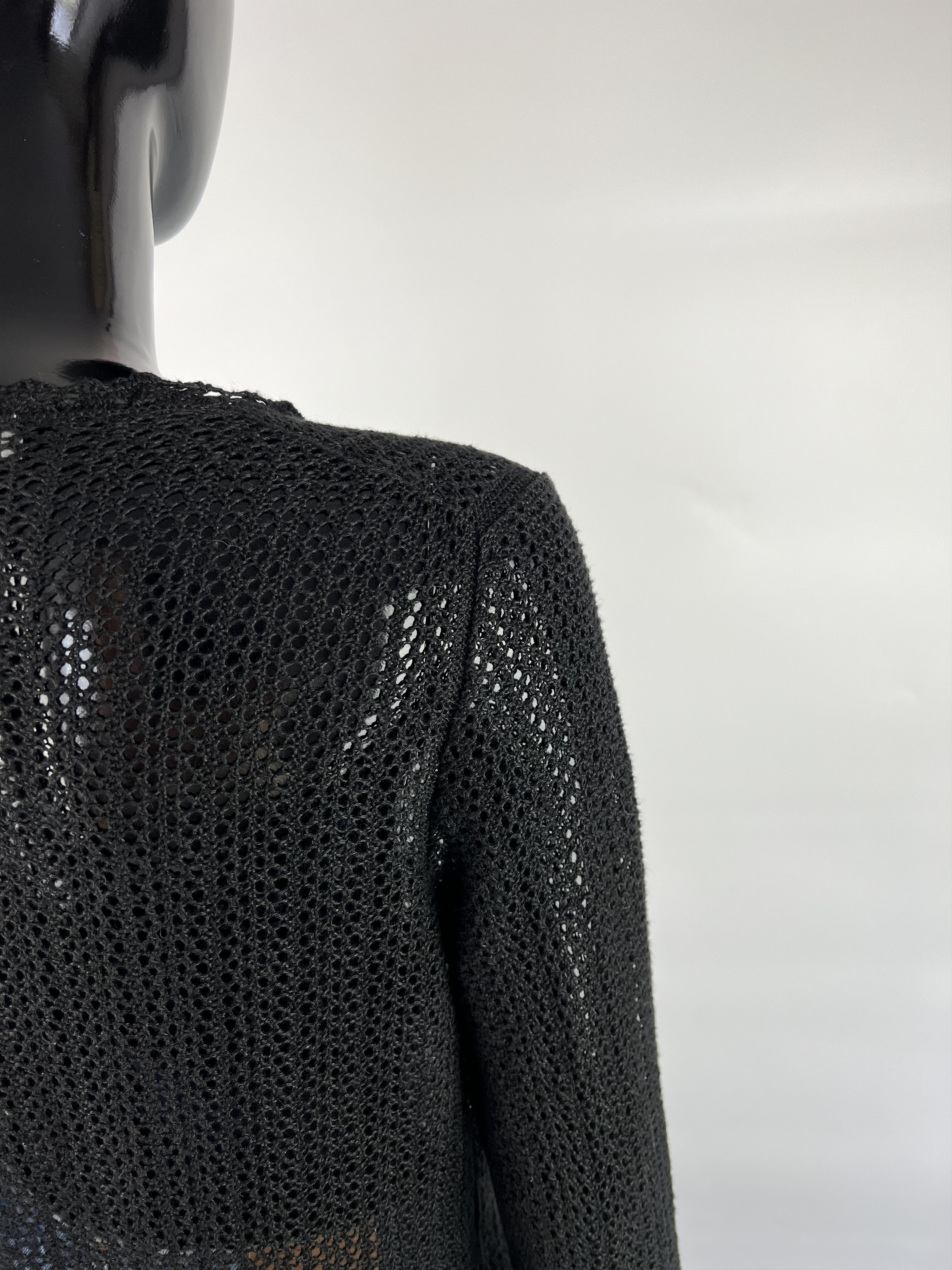 Other Falconeri Per Monn Black Linen Mesh Cardigan Size IT44/M Size M / US 6-8 / IT 42-44 - 4 Thumbnail