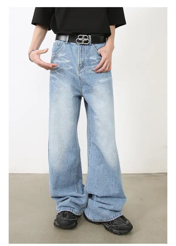 Japanese Brand Harada x Iken Japanese retro light blue loose straight jeans Size US 32 / EU 48 - 2 Thumbnail