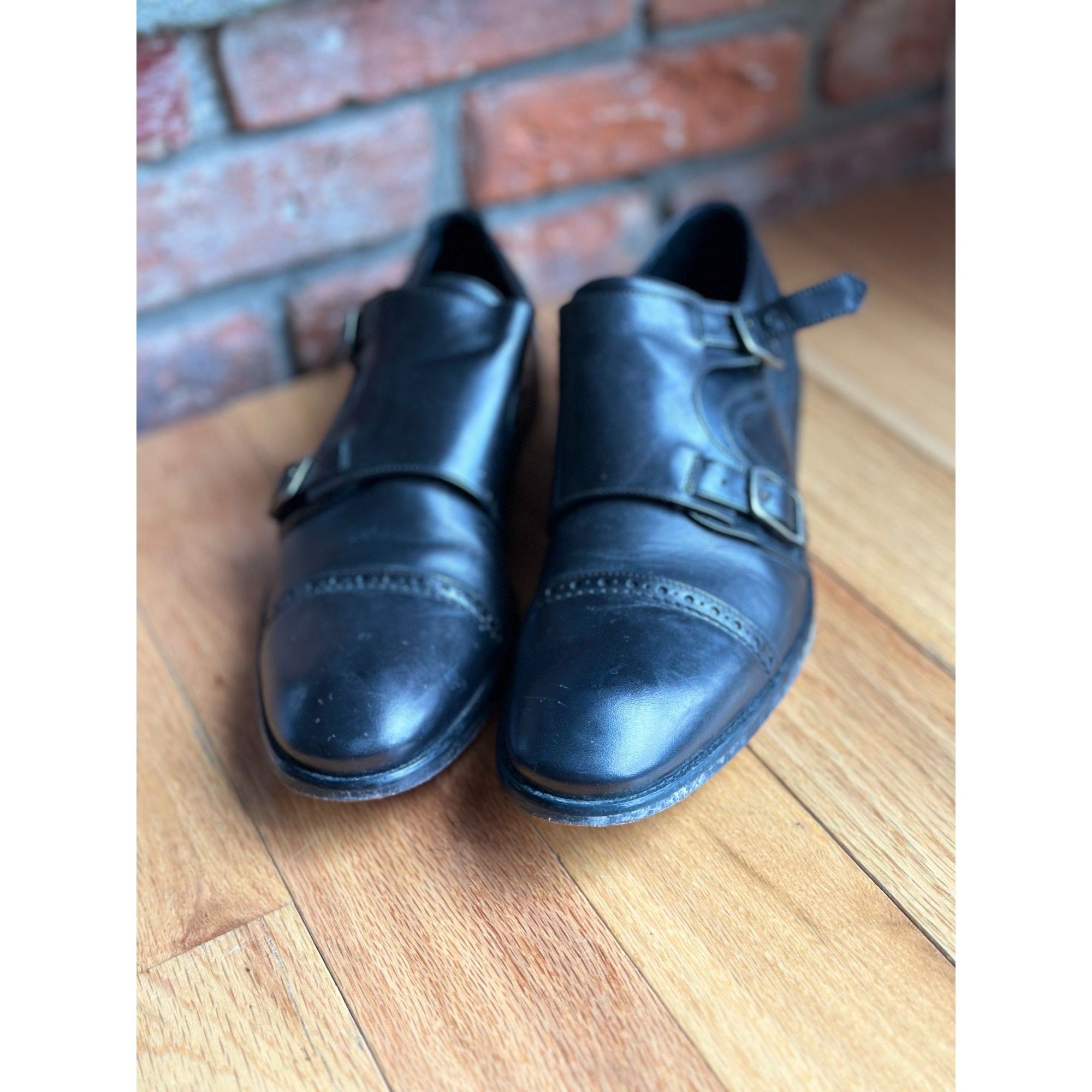 John Varvatos $698 JOHN VARVATOS COLLECTION FLEETWOOD DOUBLE MONK STRAP BL Size US 11 / EU 44 - 4 Thumbnail