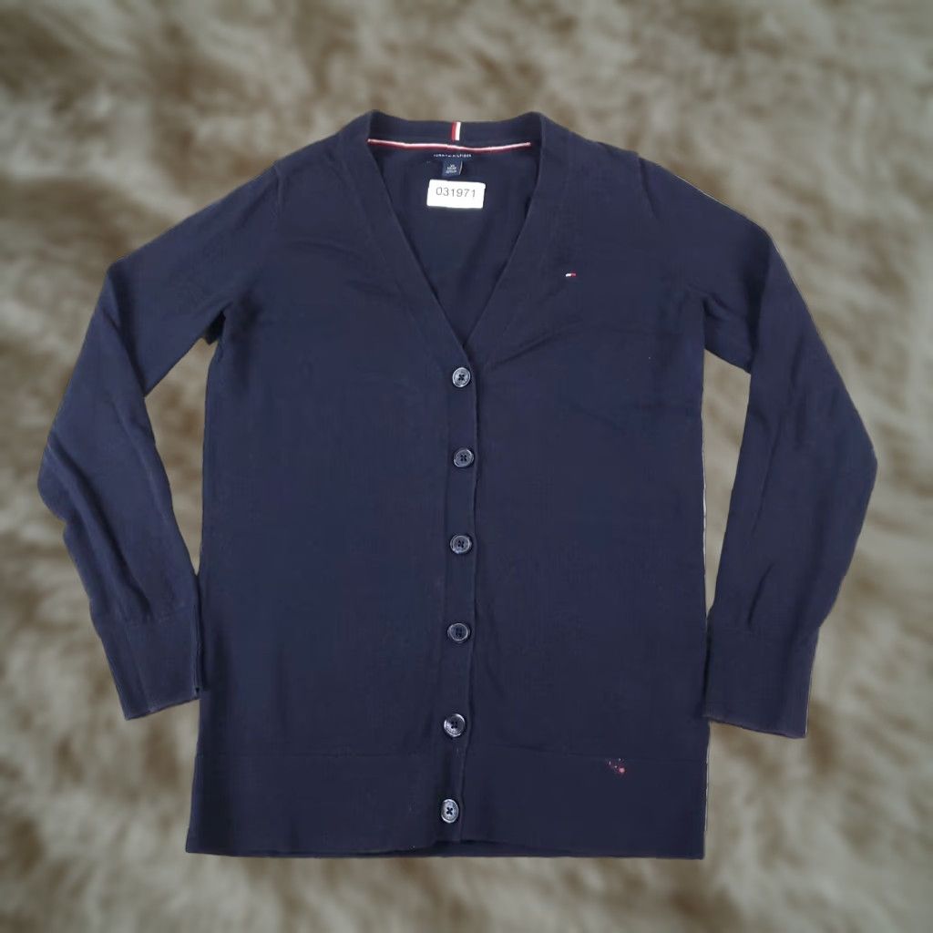 Tommy Hilfiger Tommy Hilfiger Blue Cardigan Sweater Womens XS Cotton Button Up V-Neck Size XS / US 0-2 / IT 36-38 - 1 Thumbnail