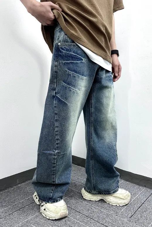 VIBE American retro lightning pattern washed scimitar jeans y2k Size US 32 / EU 48 - 3 Thumbnail