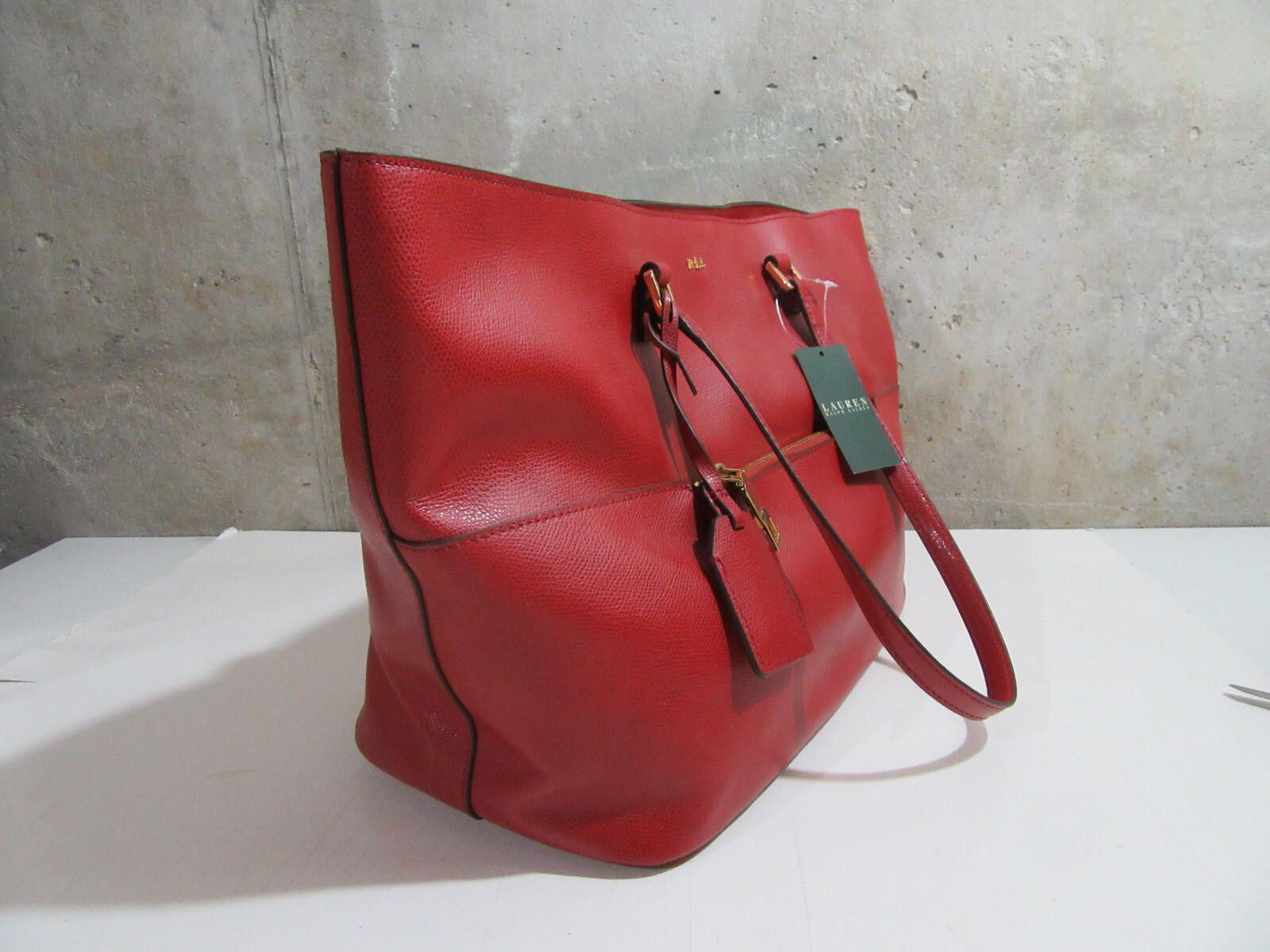 Lauren Ralph Lauren Lauren Ralph Lauren Whitby Leather Pocket Tote Purse Handbag Size ONE SIZE - 5 Thumbnail