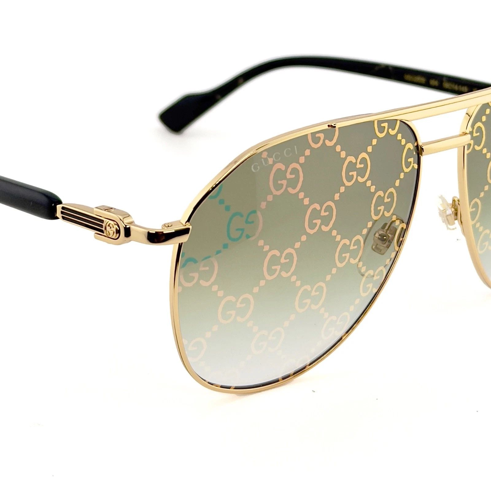 Gucci GUCCI 1220 Gg1220S Gold Green Mirror Aviator Sunglass 004 Size ONE SIZE - 8 Thumbnail