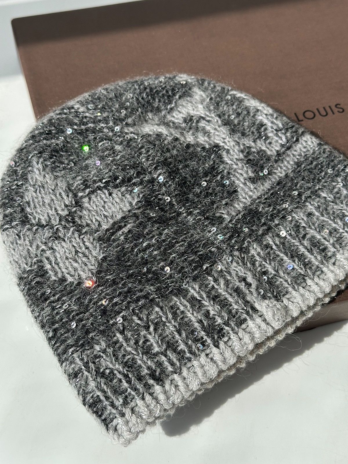 LOUIS VUITTON Monogram Mohair Beanie Hat Vintage wool rapper