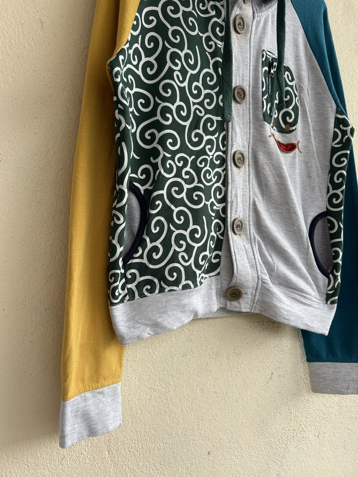 Japanese Brand UP! SMILE JAPAN COLOR BLOCK BUTTON UPS HOODIE Size US L / EU 52-54 / 3 - 4 Thumbnail