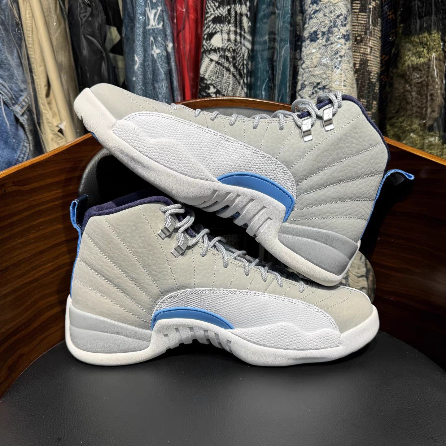 Jordan Brand Air Jordan 12 Wolf Grey White Blue Grey K15 Size US 10 / EU 43 - 7 Thumbnail