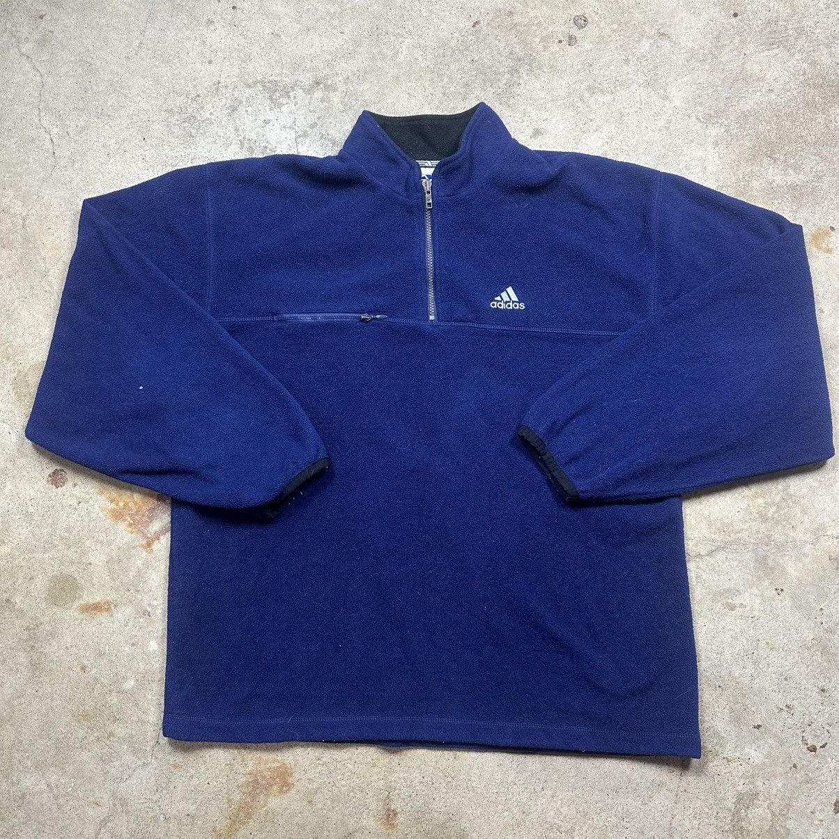 Adidas Vintage 90s Navy Blue Adidas Fleece Quarter 1/4 Zip Size L Size US L / EU 52-54 / 3 - 2 Thumbnail