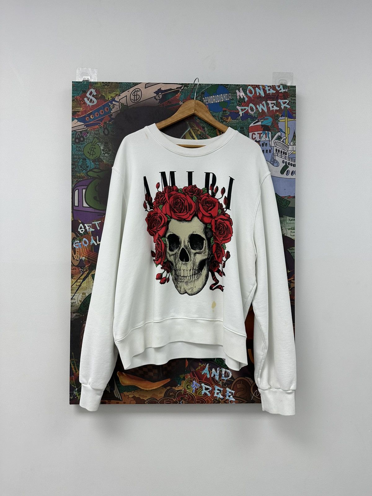 image of Amiri Guns N Roses Crewneck in White, Men's (Size 2XL)