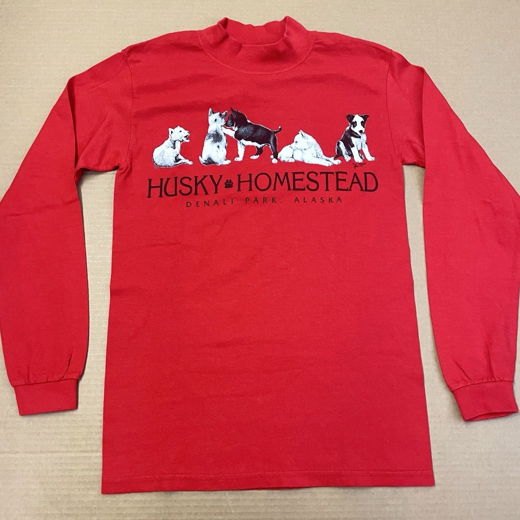 Gildan VINTAGE Alaska Huskies Shirt Adult Small Red Longsleeve Dogs Mock Neck Y2K Alaskan Mens Size US S / EU 44-46 / 1 - 2 Thumbnail
