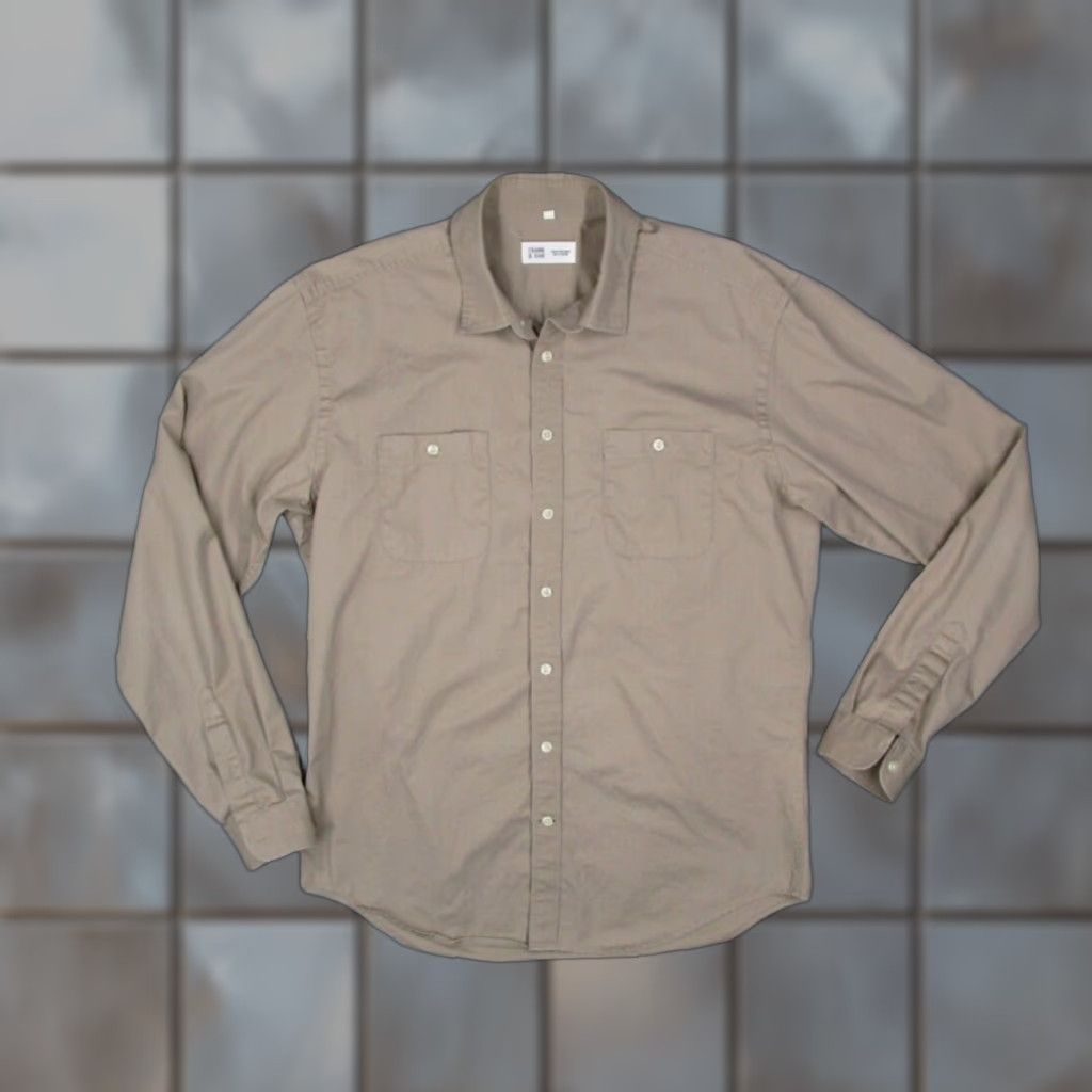 Vintage Frank & Oak Men's Beige Long Sleeve Button Up Shirt Large Cotton Casual Workwear Size US L / EU 52-54 / 3 - 1 Thumbnail