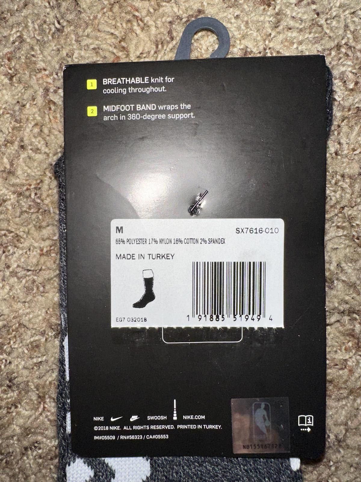 Nike Nike Men’s Elite Dri-Fit Crew Basketball Socks San Antonio Spurs Size ONE SIZE - 7 Thumbnail