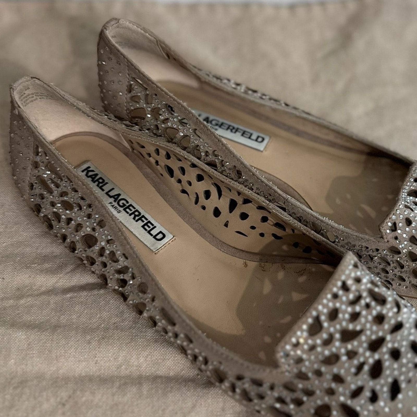 Karl Lagerfeld KARL LAGERFELD Paris: The Nina Diamond Studded Slip-On Flats Size US 7 / IT 37 - 10 Thumbnail